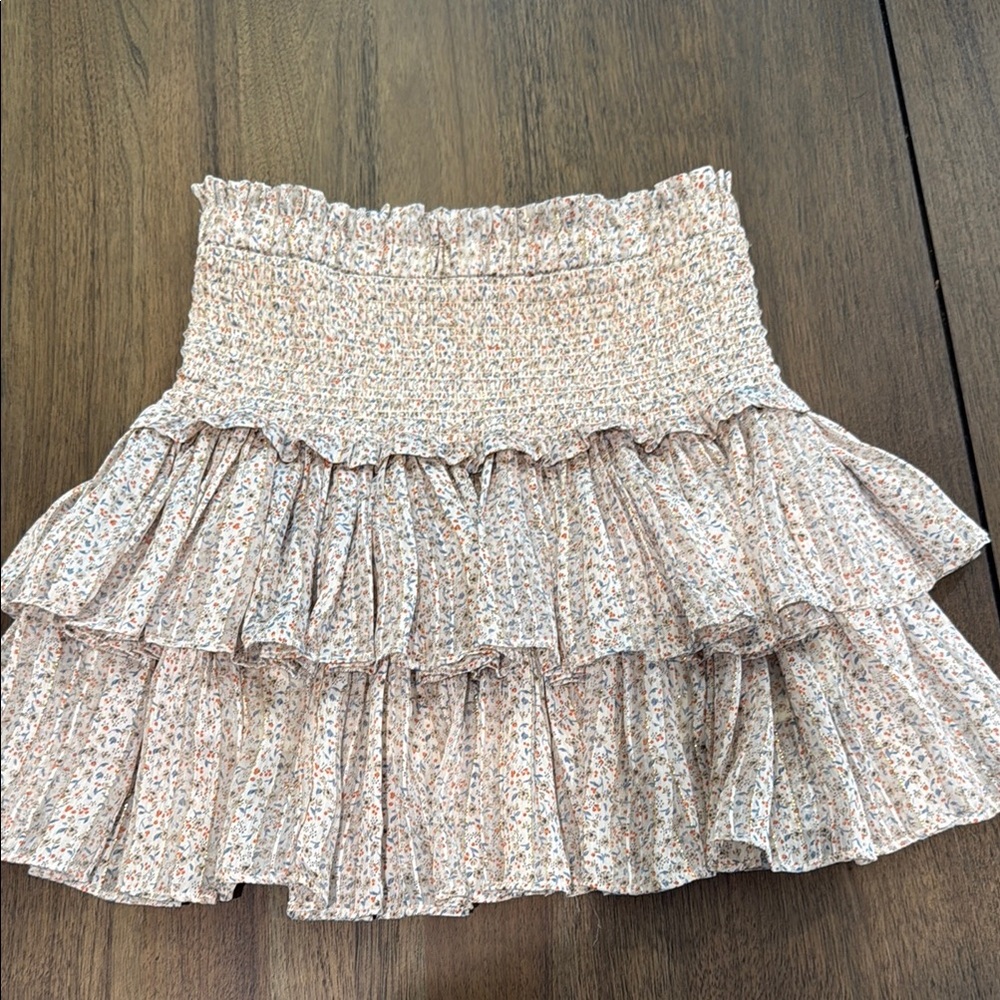 Tan Smocked Bubble Mini Skirt